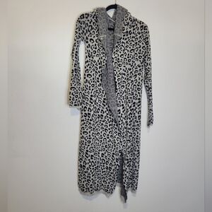 Elaine kim snow leopard print long sleeves hooded duster